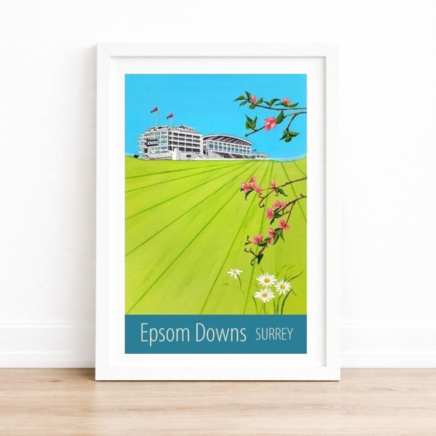 Epsom Downs Surrey travel poster print by Susie West