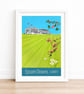 Epsom Downs Surrey travel poster print by Susie West