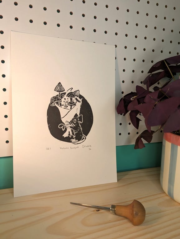 Autumn Bouquet Lino Print