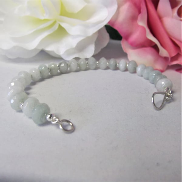 New Jade faceted rondelle gemstone bracelet heart chakra