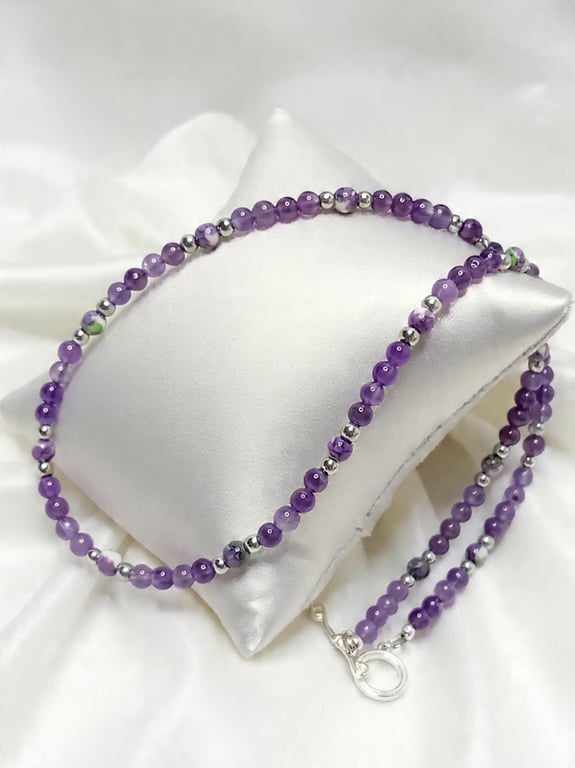 Amethyst and Rain Flower Agate Necklace