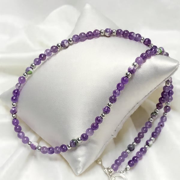 Amethyst and Rain Flower Agate Necklace