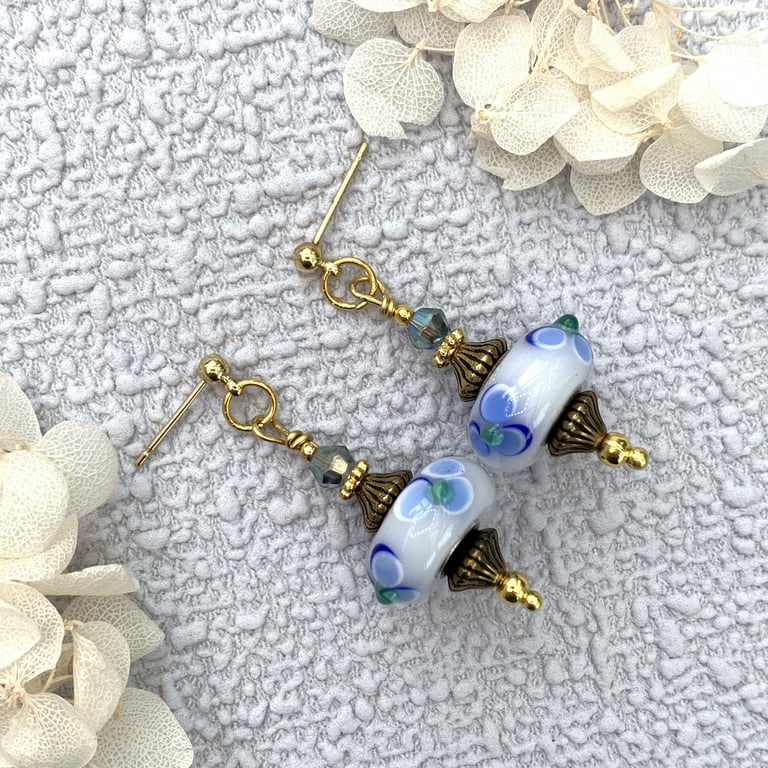 Venetian Murano Glass Vintage Style Drop Earrings