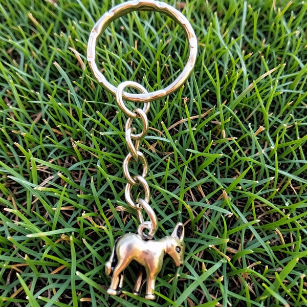 Donkey Keyring Silver Plated Charm 