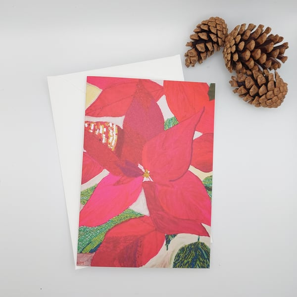 Poinsettia blank christmas card