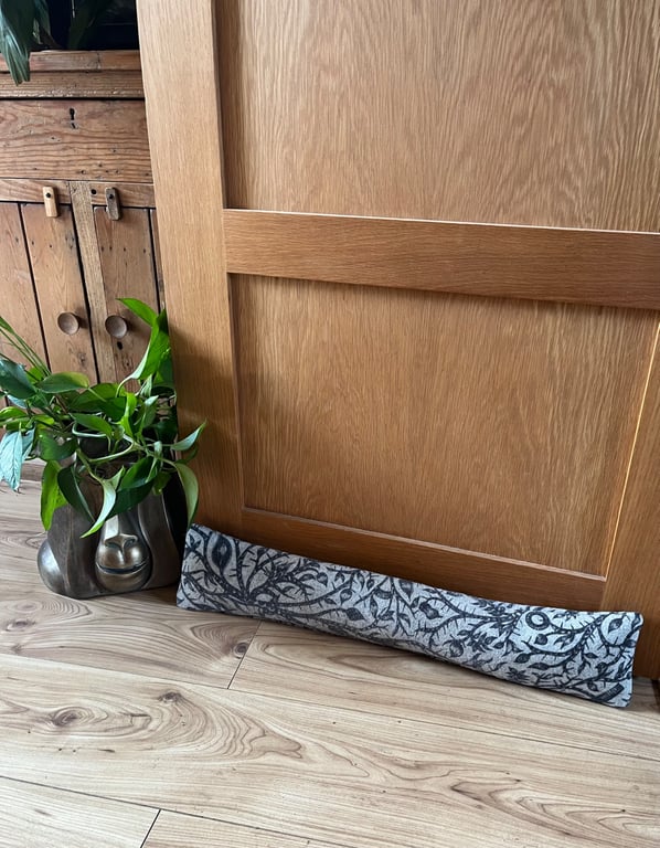 Handmade Grey Draft Excluder Removable Washable Cover Sand & Hollow Fibre