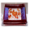 Fused Glass Dish 11cm Red heart Bordered 001 