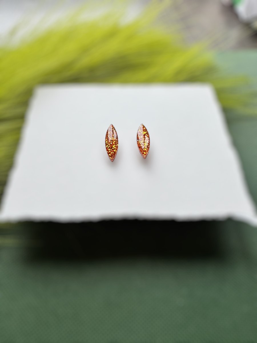 Orange Acrylic Cat Eye Stud Earrings