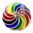 Rainbow Swirls Stained Glass Suncatcher Circular