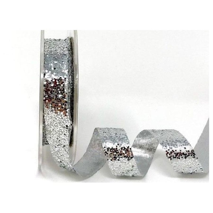 Silver sparkle Crystal glitter ribbon x 2 metres 