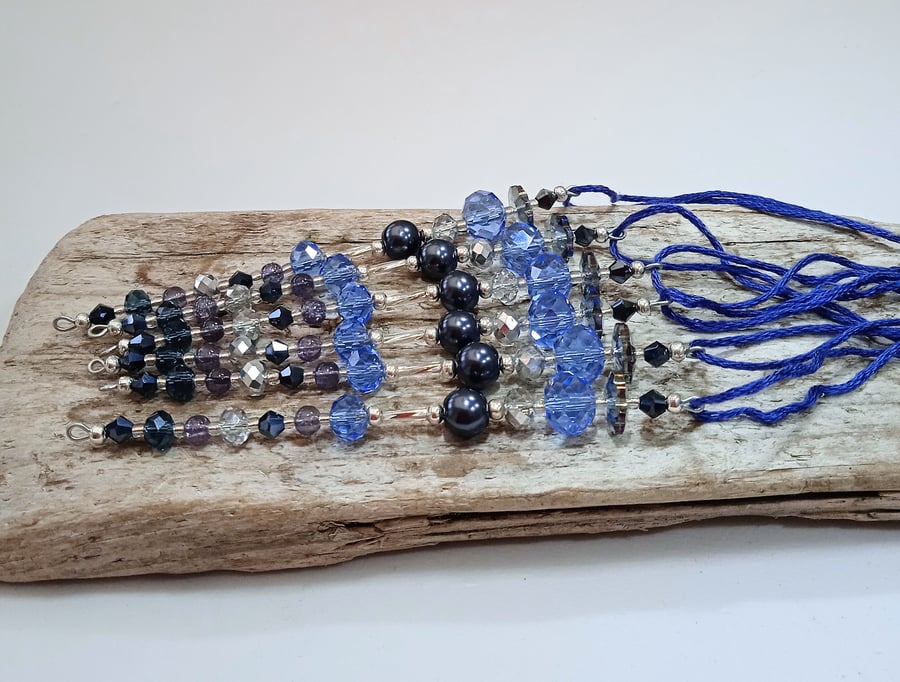 Set of 6 x Blue and Dark Coloured Hanging Icicle Decorations - UK Free Post