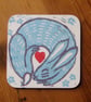 Blue Rabbit Heart coaster - Image 1