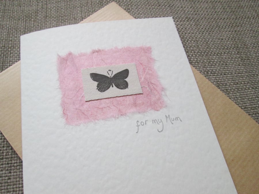 Pink Butterfly Mother's Day Card, blank inside