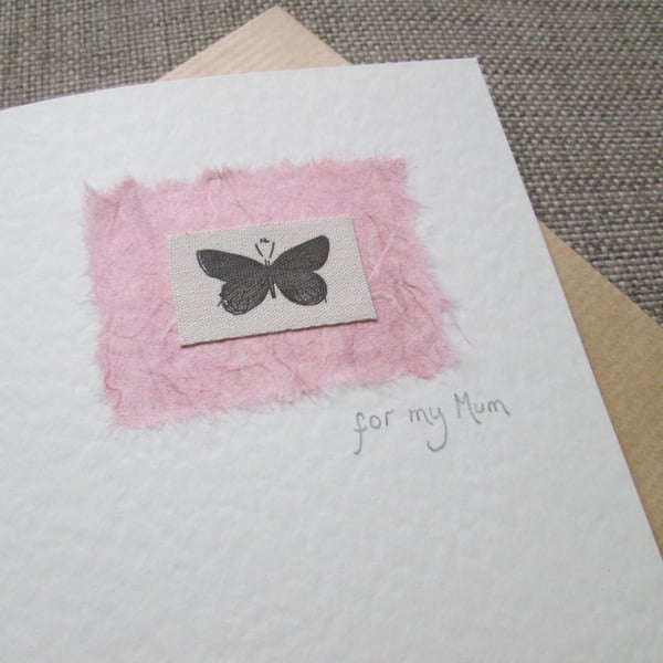 Pink Butterfly Mother's Day Card, blank inside