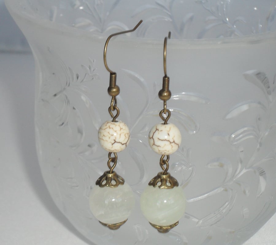 'Vaguely Vintage' Jade and magnesite earings