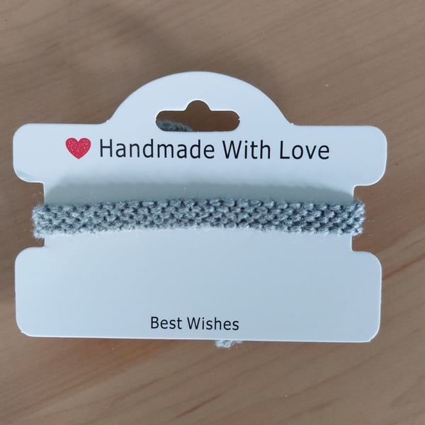 Silver Mist – Handmade Woven Bracelet in Soft Acrylic Wool