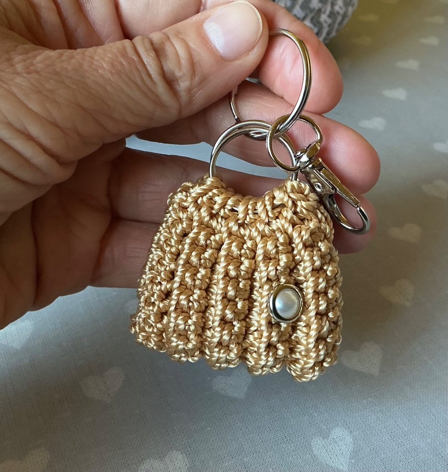 HandMade ribbed Crochet MiniBag Charm