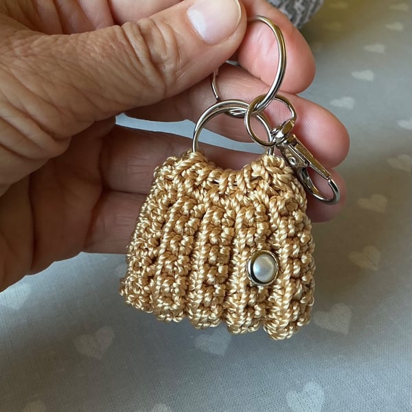 HandMade ribbed Crochet MiniBag Charm
