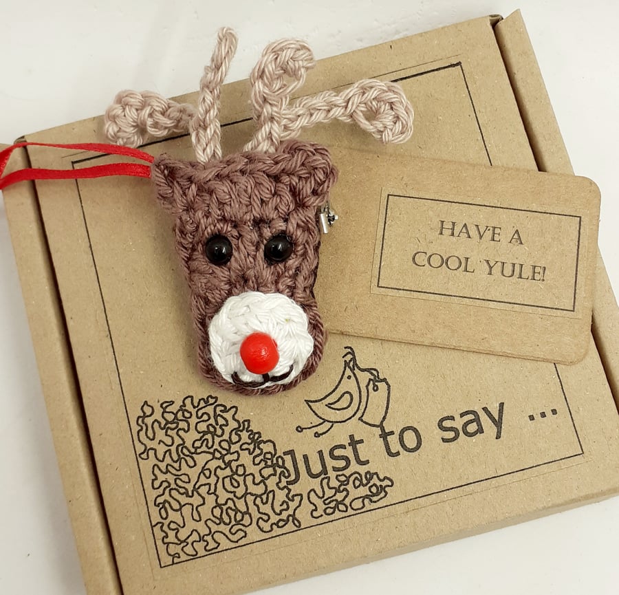 Crochet Reindeer Brooch
