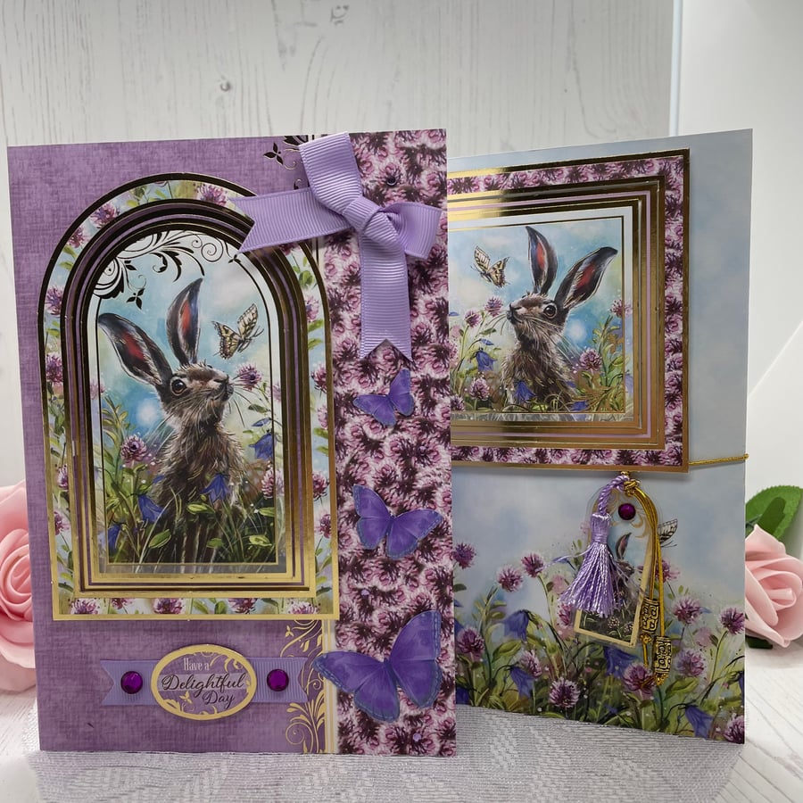 SALE - Hares in Clover Greeting Card & Notebook  PB6