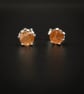 Sunstone soft orange sterling silver gemstone handmade stud earrings - Image 2
