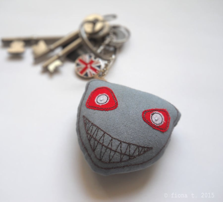 freehand embroidered zombie bag charm keyring