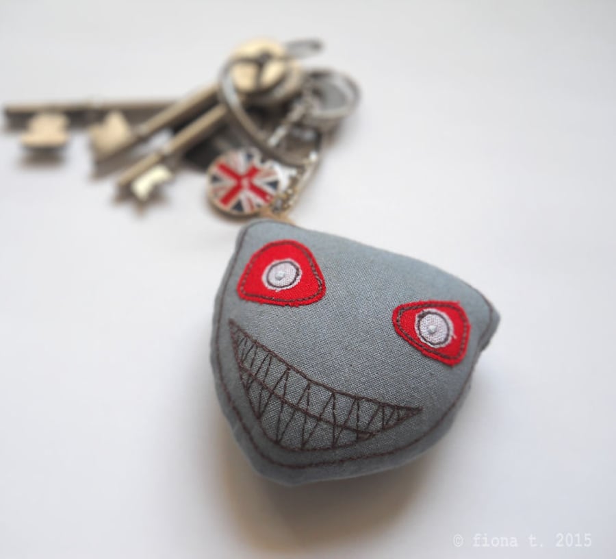 freehand embroidered zombie bag charm keyring - Folksy