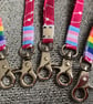Pink stripy spot 100% Cotton Lanyard with Breakaway Clip - Image 1