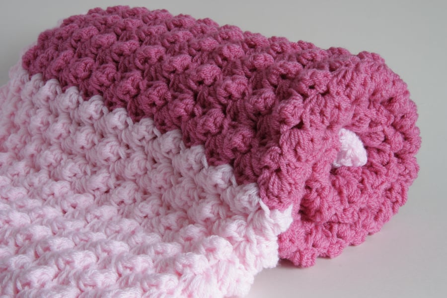 Baby Blanket in Two Shades of Pink 