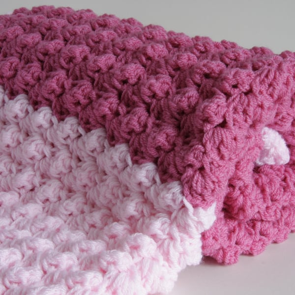 Baby Blanket in Two Shades of Pink 