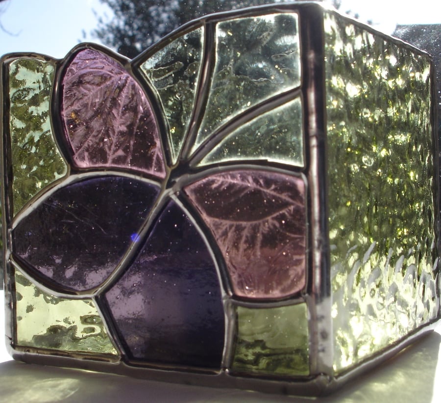 STAINED GLASS BUTTERFLY CANDLE HOLDER