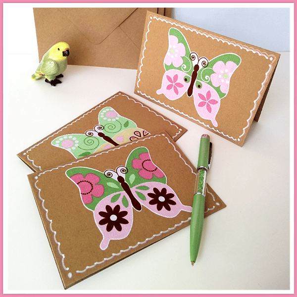 Butterfly notelets – pack of 3 blank cards