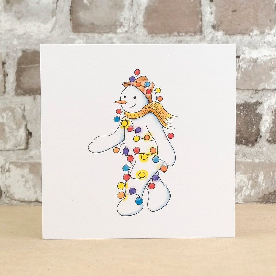 Christmas Card Snowman Lights