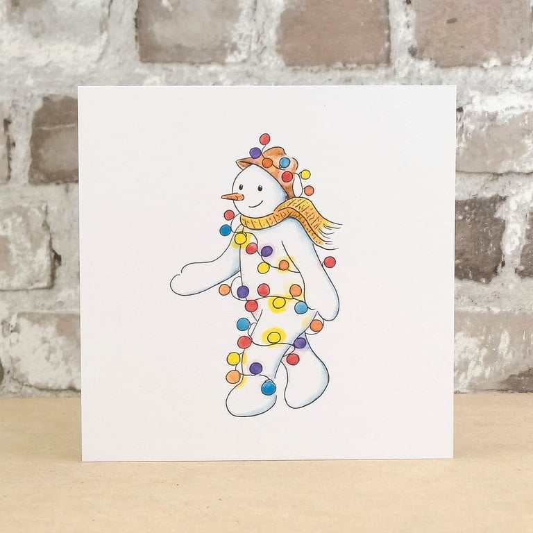 Christmas Card Snowman Lights