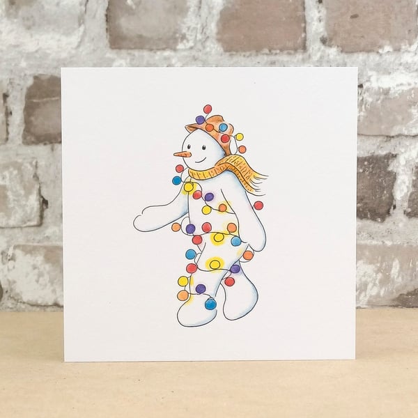 Christmas Card Snowman Lights