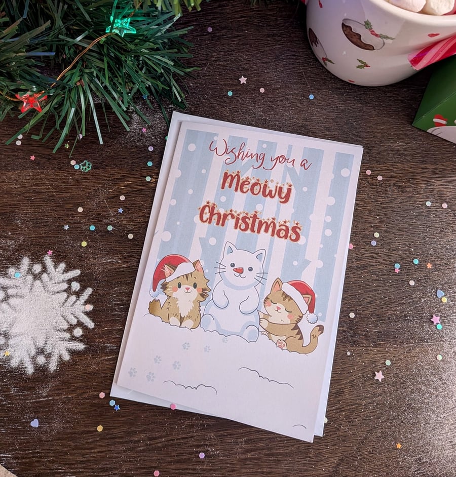Cute Cat Christmas Cards Pack or Single - A6 Monty & Mabel Funny Festive Cards