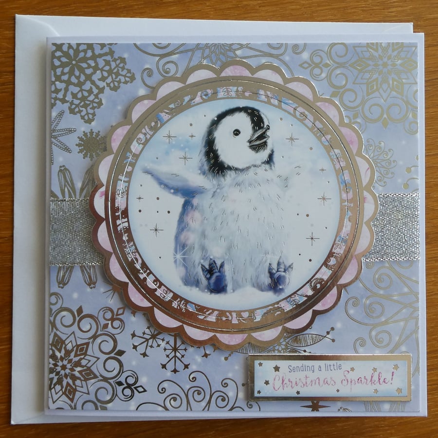 Penguin Christmas Card - Sending A Little Christmas Sparkle
