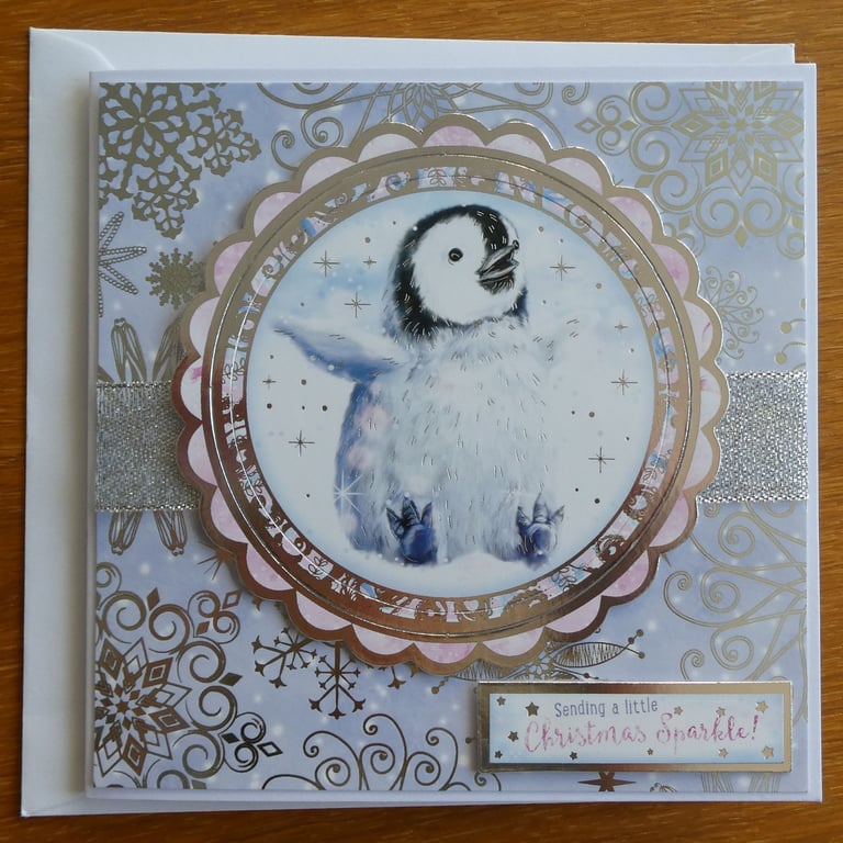 Penguin Christmas Card - Sending A Little Christmas Sparkle