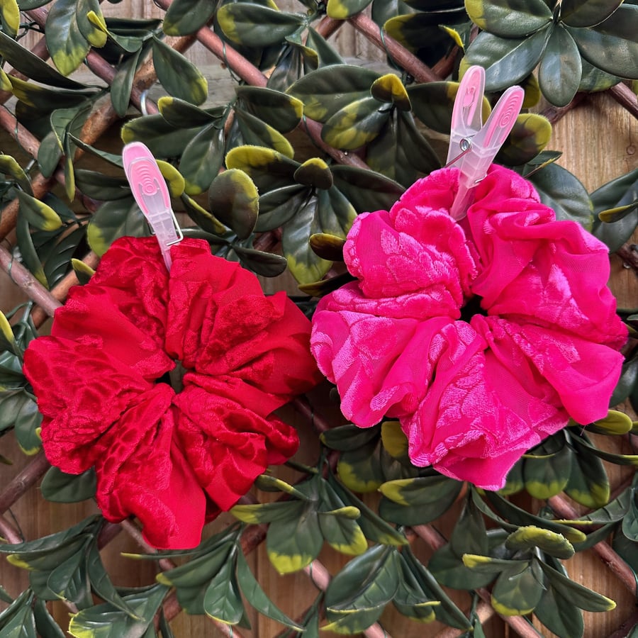Devore Velvet Scrunchies, Oversized Queen Scrunchies, Valentine Gifts for her