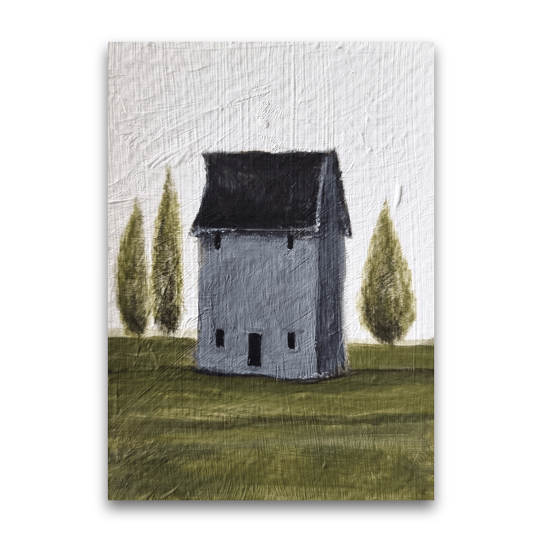 Tiny Art - ACEO Miniature Original House Painting - 2.5 x 3.5"