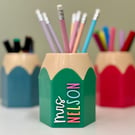 Single Name - Teacher Stationery Holder - Pen Pots - Rainbow Surname