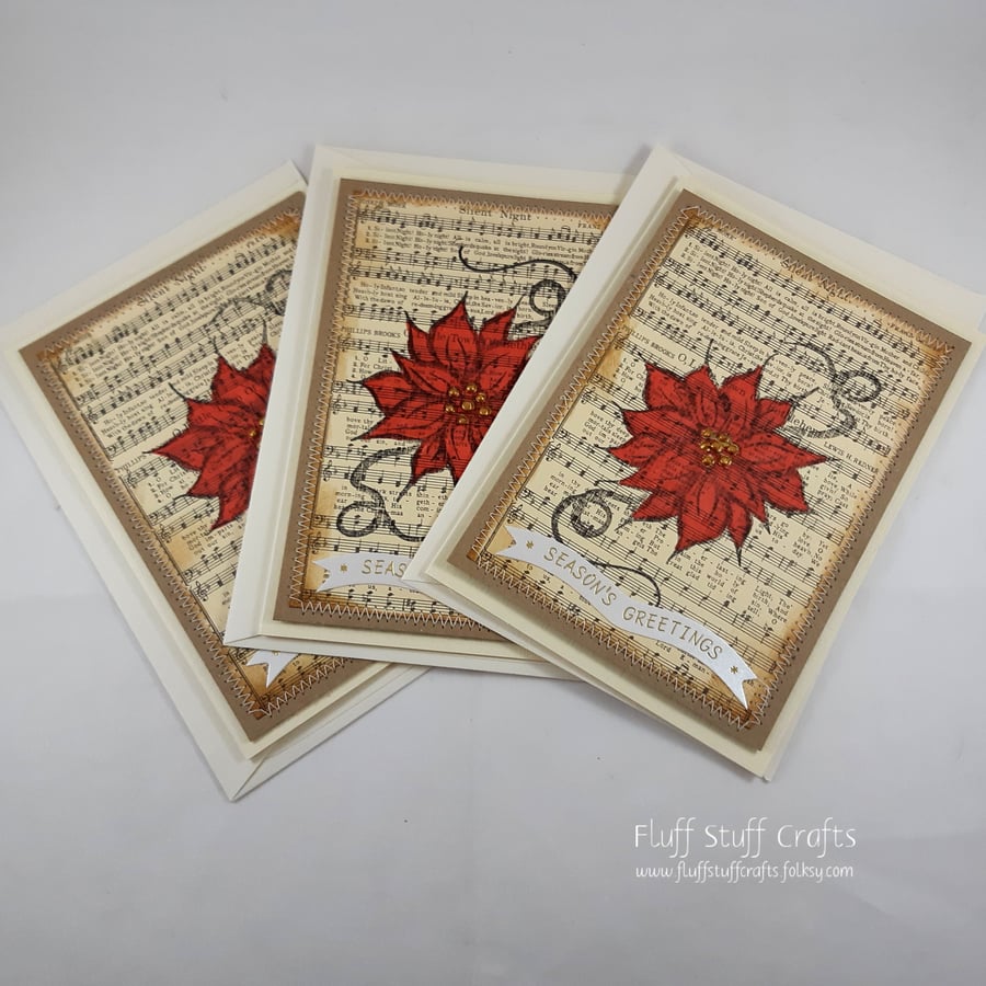 Pack of 3 handmade Christmas cards 