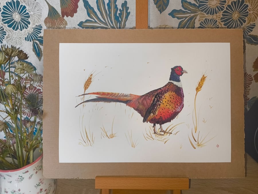 Pheasant in the barley Print A4