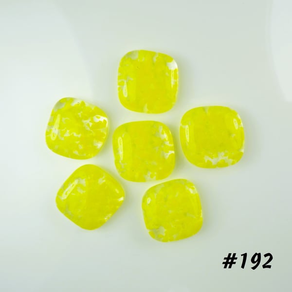6 x yellow art glass cabochons, for jewellery making, crafting (192)