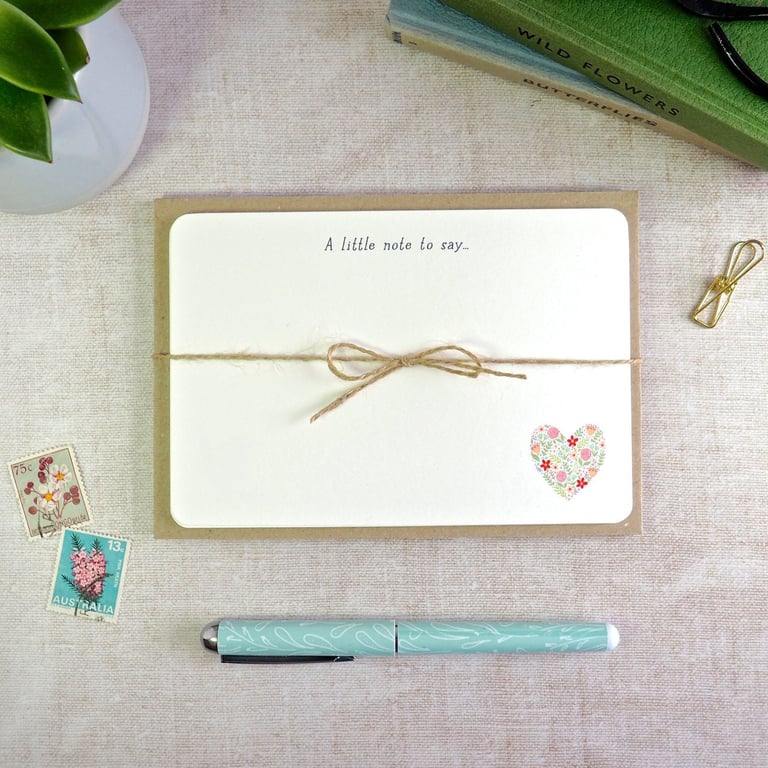 Set of 6 Meadow Heart Notecards
