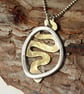 Recycled Silver Brass Textured Adder Snake Pendant Necklace - Image 3