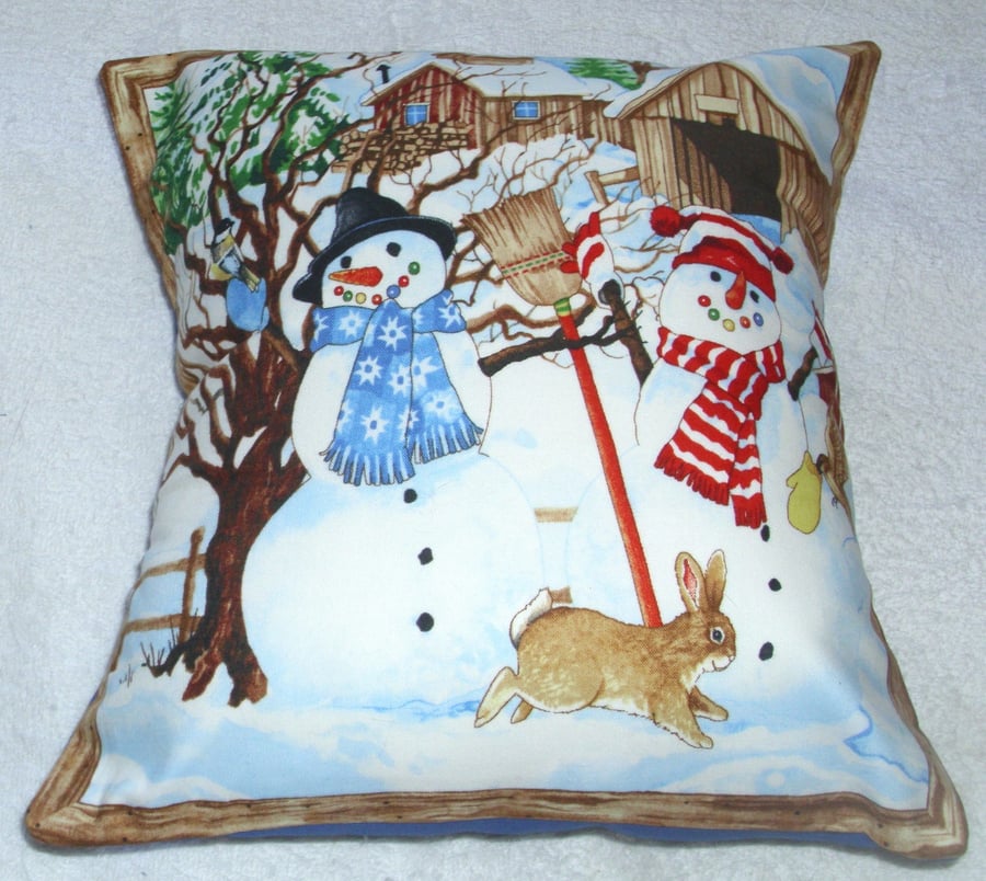Snowmen and friends cushion