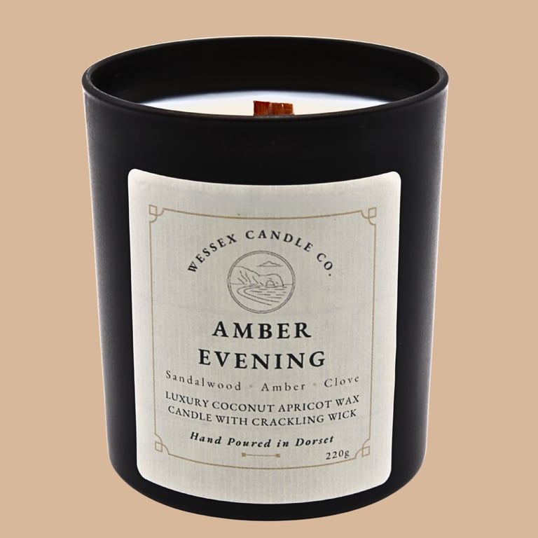 Amber & Sandalwood Candle - Amber Evening - Wooden Wick