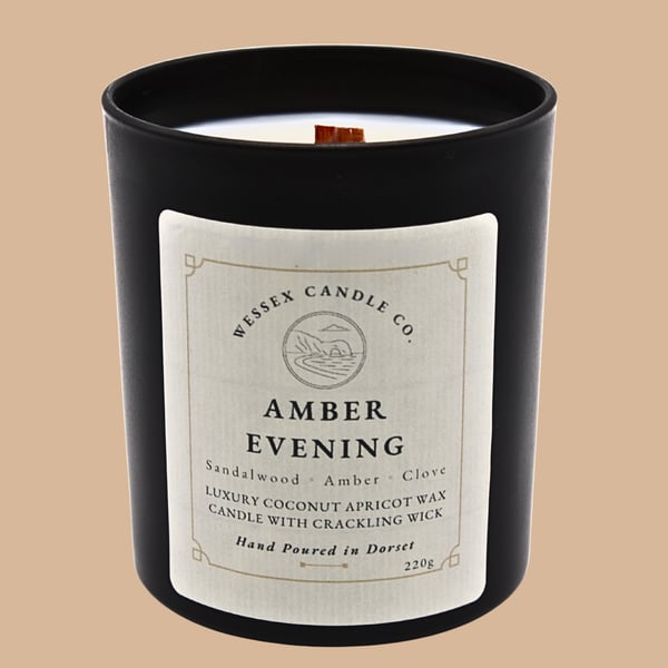 Amber & Sandalwood Candle - Amber Evening - Wooden Wick