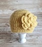 Handmade Crochet Baby Beanie with Flower, Optional Colour Choices and Sizes - Image 6